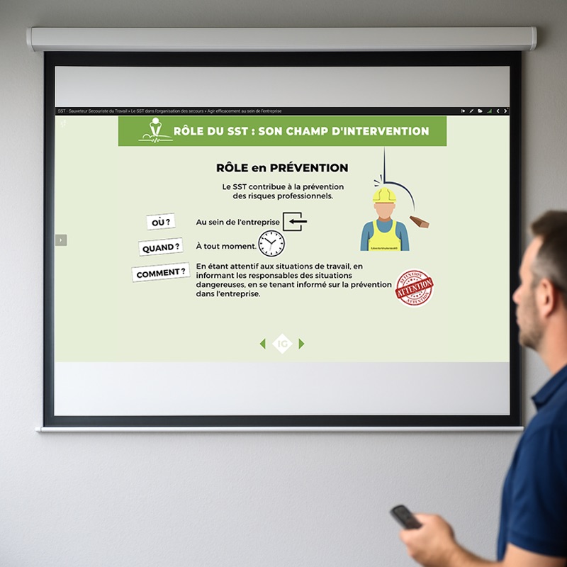 Le diaporama numérique SST Icone Graphic est le support de référence pour animer vos formations Sauveteur Secouriste du Travail