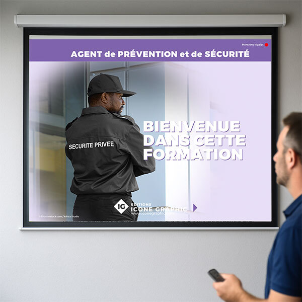 Le diaporama numérique TFP APS Icone Graphic est le support de référence pour animer vos formations d'agent de sécurité