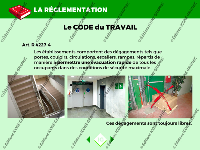 Le diaporama numérique EVACUATION Icone Graphic est le support de référence pour animer vos formations GUIDE FILE SERRE FILE