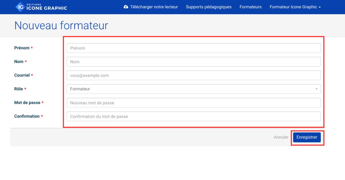 étapes ajout d'un formateur diaporama formateur