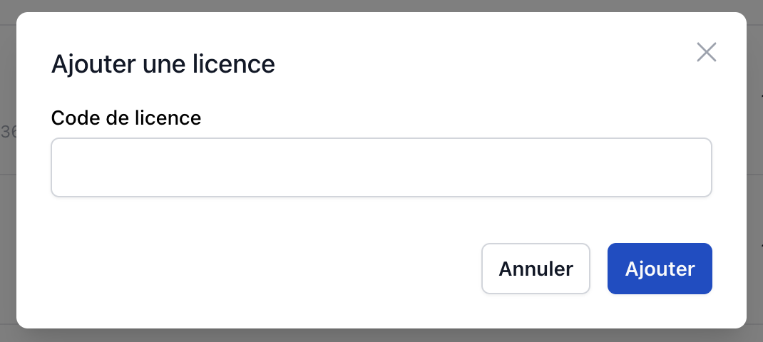 fenetre ajout d'une licence edoc6